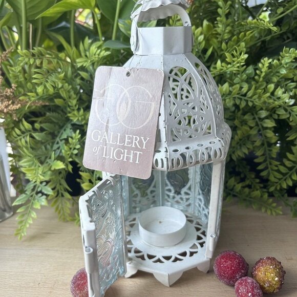 Gallery of Light Moroccan Lantern Metal With Intricate Cut-Out Design For Candle - Picture 9 of 9